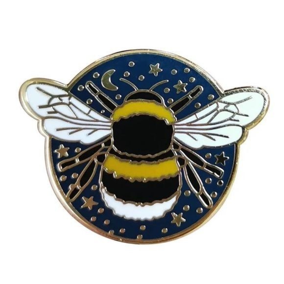 Starry Night Bee enamel pin bumblebee moon stars - Picture 1 of 3